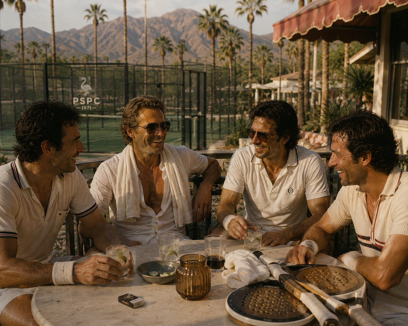 After the match — the terrace, Court Three