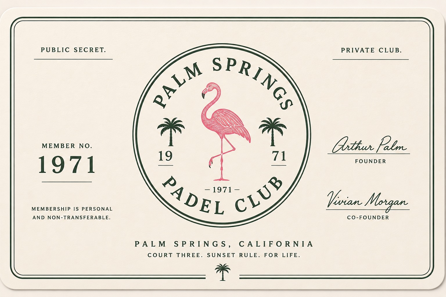 Member No. 1971 — Palm Springs Padel Club