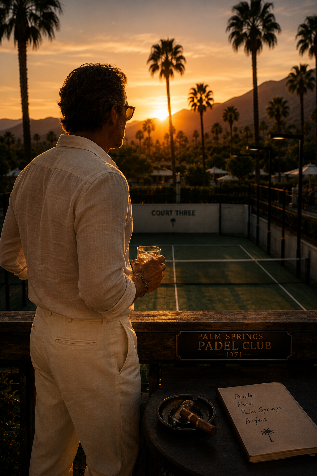 Court Three at sunset — Palm Springs Padel Club
